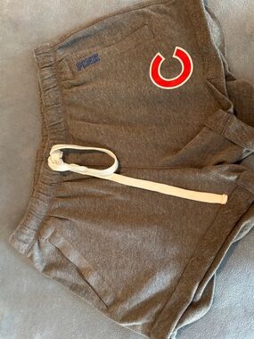 PINK Victoria's Secret Charcoal Gray Shorts with White Drawstring and Red Accent